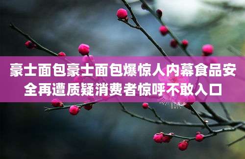 豪士面包豪士面包爆惊人内幕食品安全再遭质疑消费者惊呼不敢入口