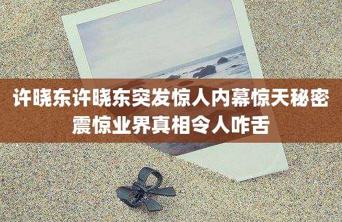 许晓东许晓东突发惊人内幕惊天秘密震惊业界真相令人咋舌