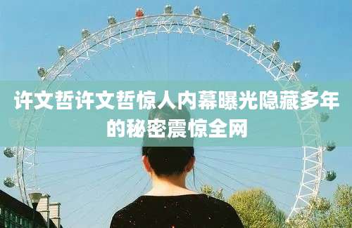 许文哲许文哲惊人内幕曝光隐藏多年的秘密震惊全网