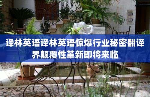译林英语译林英语惊爆行业秘密翻译界颠覆性革新即将来临