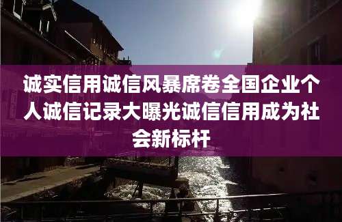 诚实信用诚信风暴席卷全国企业个人诚信记录大曝光诚信信用成为社会新标杆
