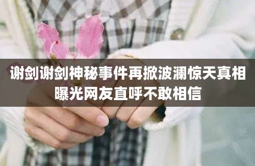 谢剑谢剑神秘事件再掀波澜惊天真相曝光网友直呼不敢相信