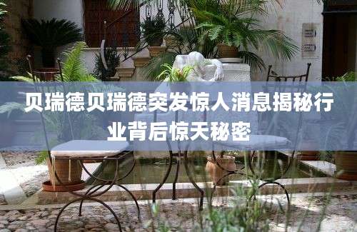贝瑞德贝瑞德突发惊人消息揭秘行业背后惊天秘密