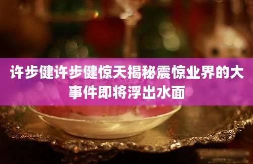 许步健许步健惊天揭秘震惊业界的大事件即将浮出水面