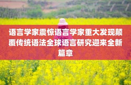 语言学家震惊语言学家重大发现颠覆传统语法全球语言研究迎来全新篇章