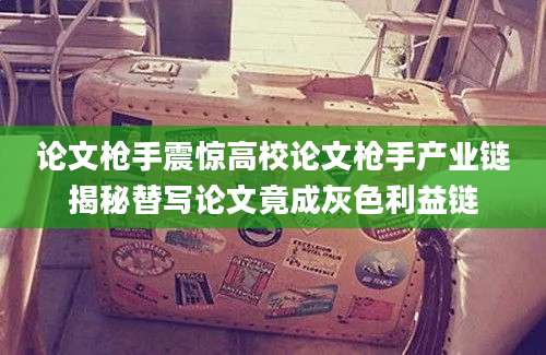论文枪手震惊高校论文枪手产业链揭秘替写论文竟成灰色利益链