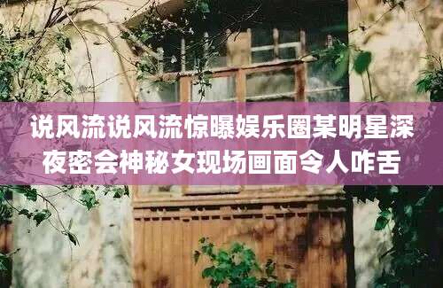说风流说风流惊曝娱乐圈某明星深夜密会神秘女现场画面令人咋舌