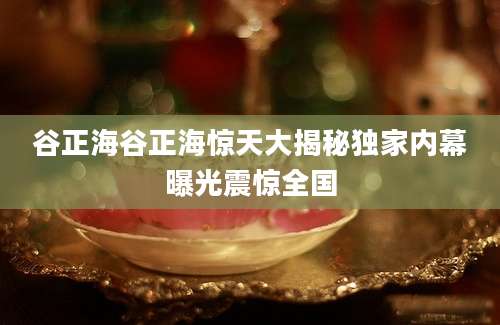 谷正海谷正海惊天大揭秘独家内幕曝光震惊全国