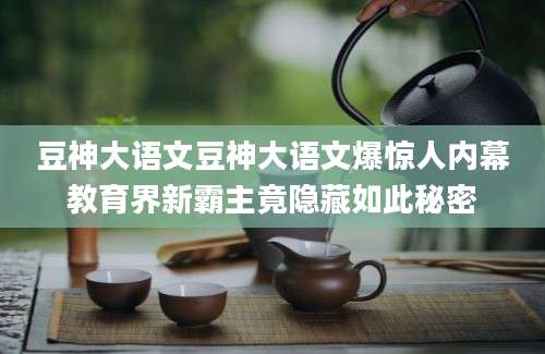 豆神大语文豆神大语文爆惊人内幕教育界新霸主竟隐藏如此秘密