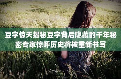 豆字惊天揭秘豆字背后隐藏的千年秘密专家惊呼历史将被重新书写