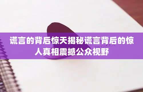 谎言的背后惊天揭秘谎言背后的惊人真相震撼公众视野