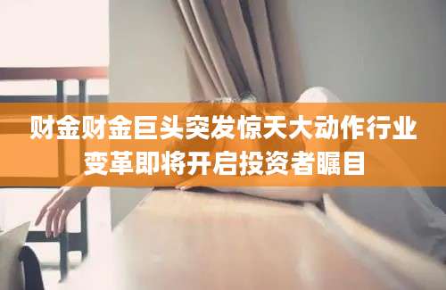 财金财金巨头突发惊天大动作行业变革即将开启投资者瞩目