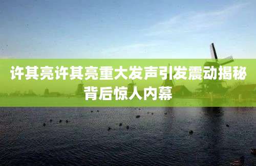许其亮许其亮重大发声引发震动揭秘背后惊人内幕
