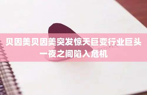 贝因美贝因美突发惊天巨变行业巨头一夜之间陷入危机