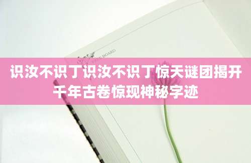 识汝不识丁识汝不识丁惊天谜团揭开千年古卷惊现神秘字迹