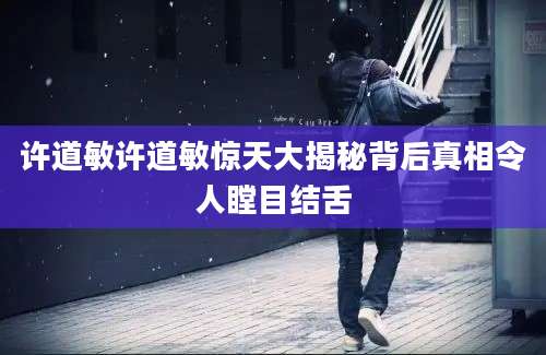 许道敏许道敏惊天大揭秘背后真相令人瞠目结舌