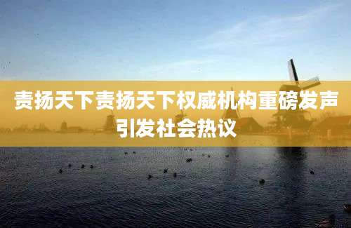 责扬天下责扬天下权威机构重磅发声引发社会热议