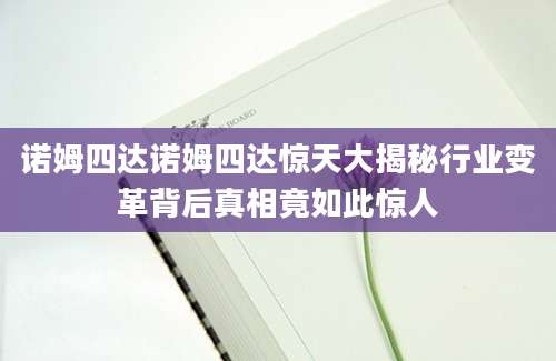诺姆四达诺姆四达惊天大揭秘行业变革背后真相竟如此惊人