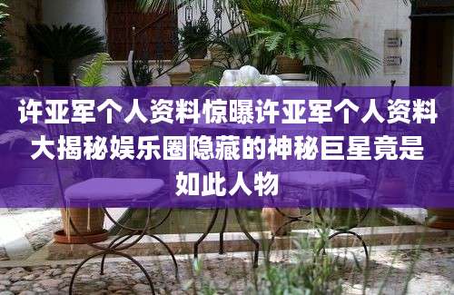 许亚军个人资料惊曝许亚军个人资料大揭秘娱乐圈隐藏的神秘巨星竟是如此人物