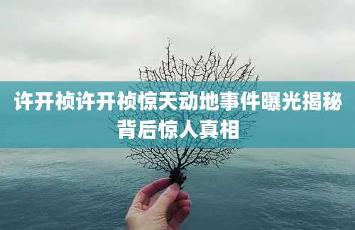 许开祯许开祯惊天动地事件曝光揭秘背后惊人真相