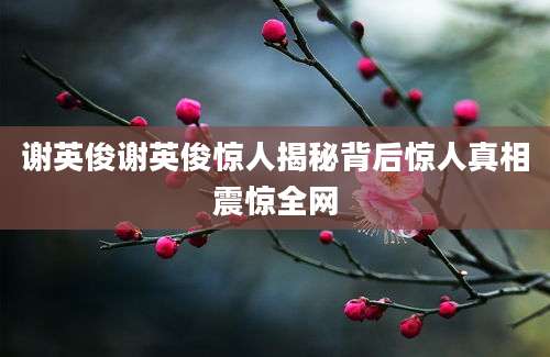 谢英俊谢英俊惊人揭秘背后惊人真相震惊全网