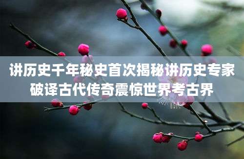 讲历史千年秘史首次揭秘讲历史专家破译古代传奇震惊世界考古界