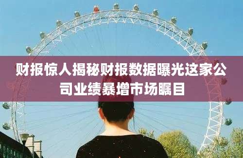 财报惊人揭秘财报数据曝光这家公司业绩暴增市场瞩目