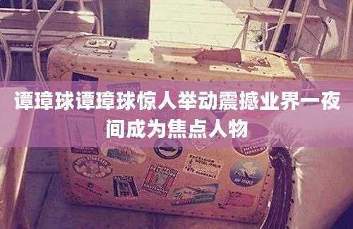 谭璋球谭璋球惊人举动震撼业界一夜间成为焦点人物
