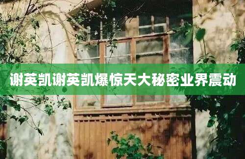 谢英凯谢英凯爆惊天大秘密业界震动