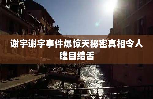 谢宇谢宇事件爆惊天秘密真相令人瞠目结舌