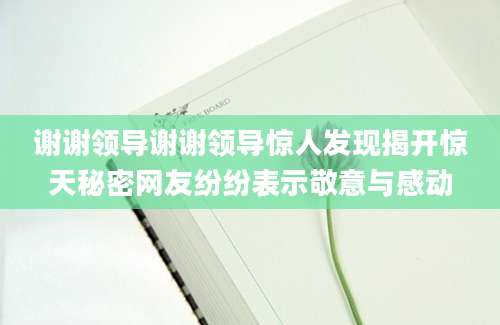 谢谢领导谢谢领导惊人发现揭开惊天秘密网友纷纷表示敬意与感动