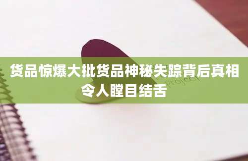 货品惊爆大批货品神秘失踪背后真相令人瞠目结舌