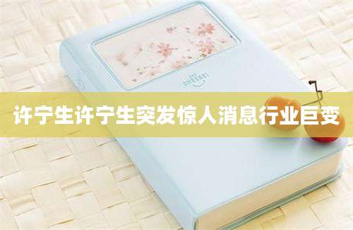 许宁生许宁生突发惊人消息行业巨变