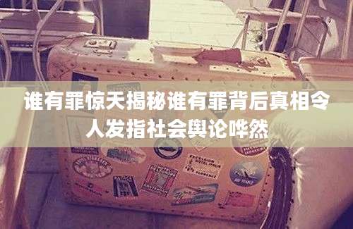 谁有罪惊天揭秘谁有罪背后真相令人发指社会舆论哗然