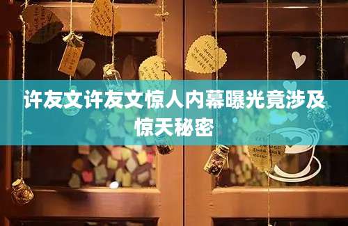 许友文许友文惊人内幕曝光竟涉及惊天秘密