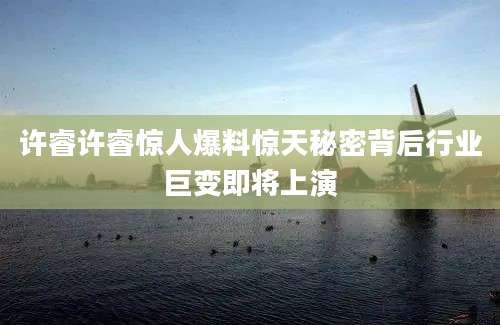 许睿许睿惊人爆料惊天秘密背后行业巨变即将上演