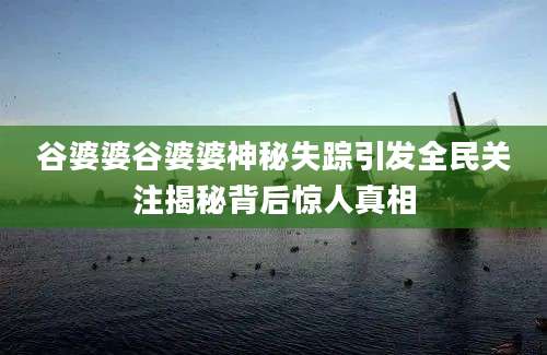 谷婆婆谷婆婆神秘失踪引发全民关注揭秘背后惊人真相