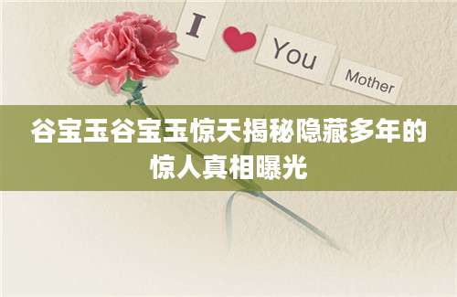 谷宝玉谷宝玉惊天揭秘隐藏多年的惊人真相曝光
