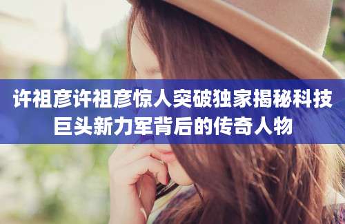 许祖彦许祖彦惊人突破独家揭秘科技巨头新力军背后的传奇人物