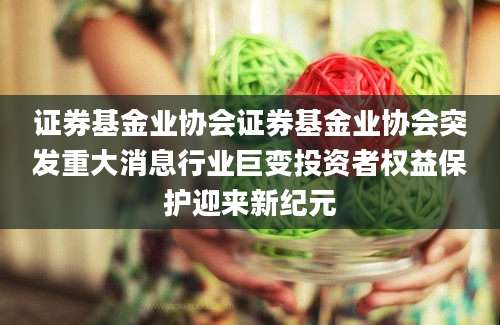 证券基金业协会证券基金业协会突发重大消息行业巨变投资者权益保护迎来新纪元