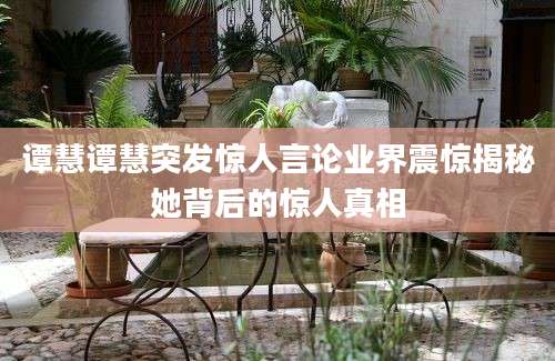 谭慧谭慧突发惊人言论业界震惊揭秘她背后的惊人真相