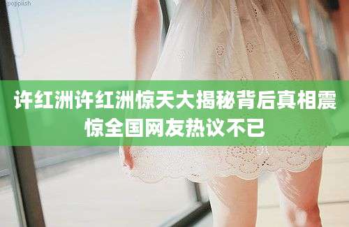 许红洲许红洲惊天大揭秘背后真相震惊全国网友热议不已