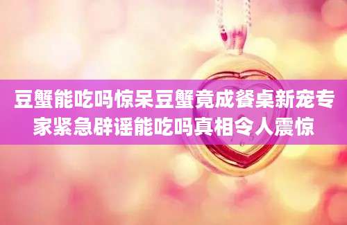 豆蟹能吃吗惊呆豆蟹竟成餐桌新宠专家紧急辟谣能吃吗真相令人震惊