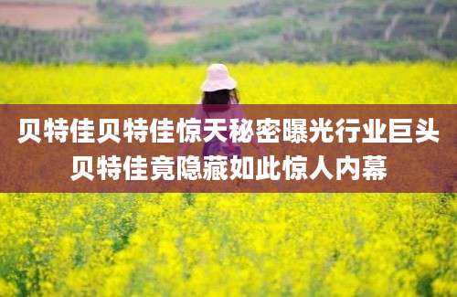 贝特佳贝特佳惊天秘密曝光行业巨头贝特佳竟隐藏如此惊人内幕