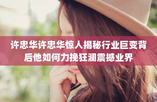 许忠华许忠华惊人揭秘行业巨变背后他如何力挽狂澜震撼业界
